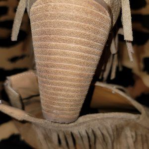 Cute Dolce by Mojo  Fringe Wedge Peep Toe Booties